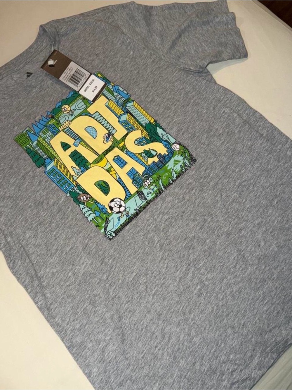adidas Grey Tee with Yellow & Green ADIDAS Graphic